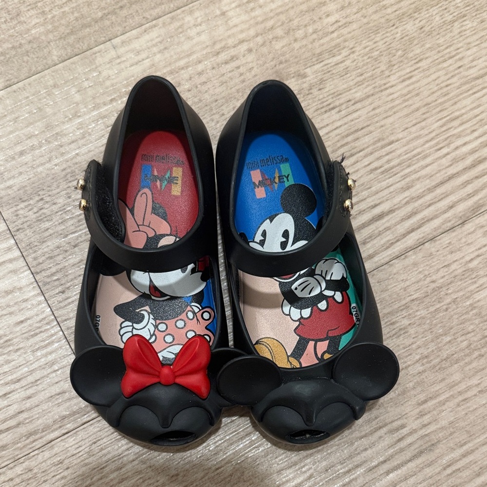 Mini Melissa Black and Red Mickey Mouse Kids Shoes